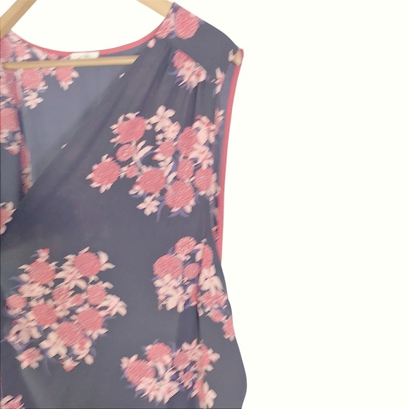 PLEIONE Navy Floral Sleeveless Duster Kimono Cardigan Vest Women 2X - Picture 4 of 16